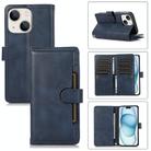 For iPhone 15 Wristband Card Slot Leather Phone Case(Blue) - 1