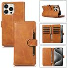 For iPhone 15 Pro Wristband Card Slot Leather Phone Case(Brown) - 1