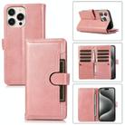 For iPhone 15 Pro Wristband Card Slot Leather Phone Case(Rose Gold) - 1