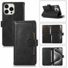 For iPhone 15 Pro Wristband Card Slot Leather Phone Case(Black) - 1