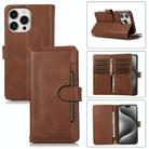 For iPhone 15 Pro Wristband Card Slot Leather Phone Case(Coffee) - 1