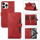 For iPhone 15 Pro Max Wristband Card Slot Leather Phone Case(Red) - 1