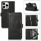 For iPhone 15 Pro Max Wristband Card Slot Leather Phone Case(Black) - 1