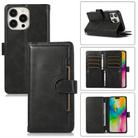 For iPhone 16 Pro Max Wristband Card Slot Leather Phone Case(Black) - 1