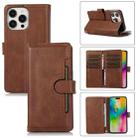 For iPhone 16 Pro Wristband Card Slot Leather Phone Case(Coffee) - 1