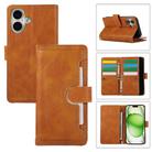 For iPhone 16 Plus Wristband Card Slot Leather Phone Case(Brown) - 1