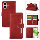 For iPhone 16 Plus Wristband Card Slot Leather Phone Case(Red) - 1