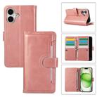 For iPhone 16 Plus Wristband Card Slot Leather Phone Case(Rose Gold) - 1