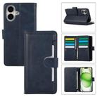 For iPhone 16 Plus Wristband Card Slot Leather Phone Case(Blue) - 1