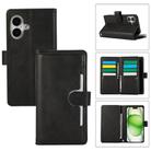 For iPhone 16 Plus Wristband Card Slot Leather Phone Case(Black) - 1