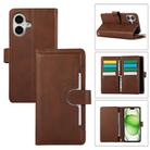 For iPhone 16 Plus Wristband Card Slot Leather Phone Case(Coffee) - 1