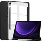 For Samsung Galaxy Tab S9 FE / S10 FE Acrylic 3-folding Smart Leather Tablet Case with Pen Slot(Black) - 1