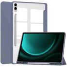For Samsung Galaxy Tab S9 FE+ / S10+ Acrylic 3-folding Smart Leather Tablet Case with Pen Slot(Lavender) - 1