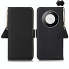 For Huawei Mate 60 Side-Magnetic TJ Genuine Leather RFID Phone Case(Black) - 1
