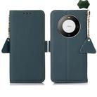 For Huawei Mate 60 Side-Magnetic TJ Genuine Leather RFID Phone Case(Green) - 1