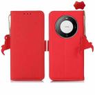 For Huawei Mate 60 Pro Side-Magnetic TJ Genuine Leather RFID Phone Case(Red) - 1