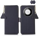 For Huawei Mate 60 Pro Side-Magnetic TJ Genuine Leather RFID Phone Case(Blue) - 1
