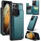 For Samsung Galaxy S21 Ultra 5G CaseMe C22 Card Slots Holder RFID Anti-theft Phone Case(Blue Green) - 1