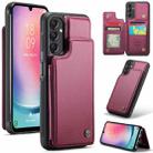 For Samsung Galaxy A24 4G CaseMe C22 Card Slots Holder RFID Anti-theft Phone Case(Wine Red) - 1