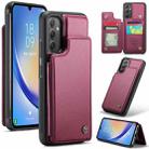 For Samsung Galaxy A34 5G CaseMe C22 Card Slots Holder RFID Anti-theft Phone Case(Wine Red) - 1