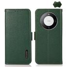 For Huawei Mate 60 KHAZNEH Side-Magnetic Litchi Genuine Leather RFID Case(Green) - 1