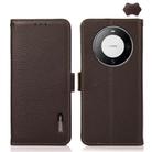 For Huawei Mate 60 KHAZNEH Side-Magnetic Litchi Genuine Leather RFID Case(Brown) - 1