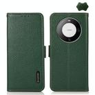 For Huawei Mate 60 Pro KHAZNEH Side-Magnetic Litchi Genuine Leather RFID Case(Green) - 1