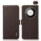 For Huawei Mate 60 Pro KHAZNEH Side-Magnetic Litchi Genuine Leather RFID Case(Brown) - 1