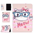 For iPad Pro 11 inch (2018) Colored Drawing Pattern Horizontal Flip PU Leather Case with Holder & Card Slot & Sleep / Wake-up Function(Glasses Cat) - 1
