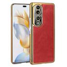 For Honor 90 Pro Electroplated Leather Texture PU + PC Phone Case(Red) - 1