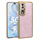 For Honor 80 Pro Electroplated Leather Texture PU + PC Phone Case(Pink) - 1