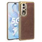 For Honor 80 Pro Electroplated Leather Texture PU + PC Phone Case(Brown) - 1