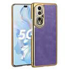 For Honor 80 Pro Electroplated Leather Texture PU + PC Phone Case(Purple) - 1