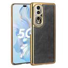 For Honor 80 Pro Electroplated Leather Texture PU + PC Phone Case(Black) - 1