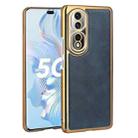 For Honor 80 Pro Electroplated Leather Texture PU + PC Phone Case(Blue) - 1