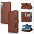 For Samsung Galaxy Note20 Wristband Card Slot Leather Phone Case(Coffee) - 1