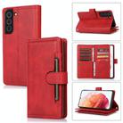 For Samsung Galaxy S21 5G Wristband Card Slot Leather Phone Case(Red) - 1