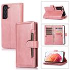 For Samsung Galaxy S21 5G Wristband Card Slot Leather Phone Case(Rose Gold) - 1