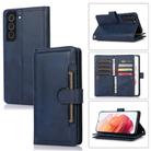 For Samsung Galaxy S21 5G Wristband Card Slot Leather Phone Case(Blue) - 1