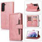 For Samsung Galaxy S21+ 5G Wristband Card Slot Leather Phone Case(Rose Gold) - 1