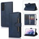 For Samsung Galaxy S21+ 5G Wristband Card Slot Leather Phone Case(Blue) - 1