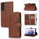 For Samsung Galaxy S21+ 5G Wristband Card Slot Leather Phone Case(Coffee) - 1