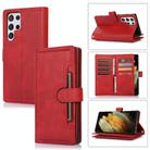 For Samsung Galaxy S21 Ultra 5G Wristband Card Slot Leather Phone Case(Red) - 1