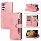 For Samsung Galaxy S21 Ultra 5G Wristband Card Slot Leather Phone Case(Rose Gold) - 1