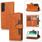 For Samsung Galaxy S22 5G Wristband Card Slot Leather Phone Case(Brown) - 1