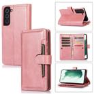 For Samsung Galaxy S22 5G Wristband Card Slot Leather Phone Case(Rose Gold) - 1