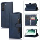 For Samsung Galaxy S22 5G Wristband Card Slot Leather Phone Case(Blue) - 1