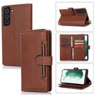 For Samsung Galaxy S22 5G Wristband Card Slot Leather Phone Case(Coffee) - 1