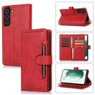 For Samsung Galaxy S22+ 5G Wristband Card Slot Leather Phone Case(Red) - 1