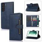 For Samsung Galaxy S22+ 5G Wristband Card Slot Leather Phone Case(Blue) - 1